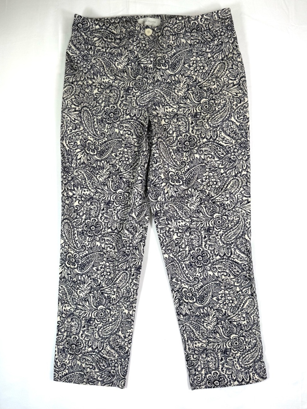 TALBOTS‎ Womens Paisley Cropped Ankle Pants Size 8 Career Casual Preppy Classic